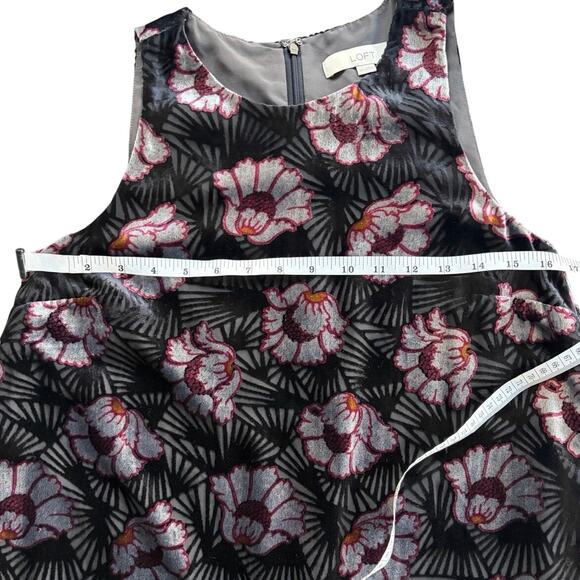 Loft Velvet Burnout Shift Dress Y2K Black Knee Length Boho Whimsigoth Size XS - Picture 10 of 10